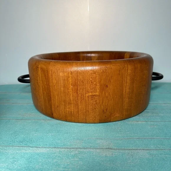 Digsmed Design Denmark Teak Wooden Salad/Serving Bowl with Iron Handles